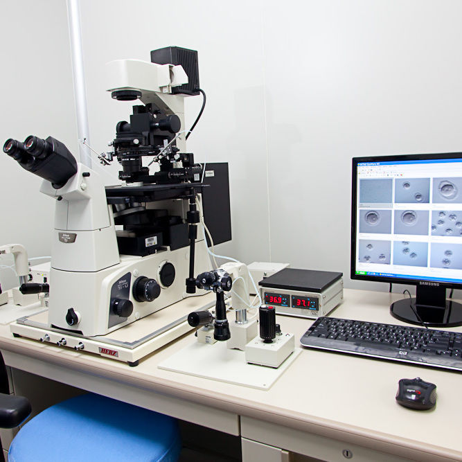 Embryology workstation — inverted microscope with embryo imaging software